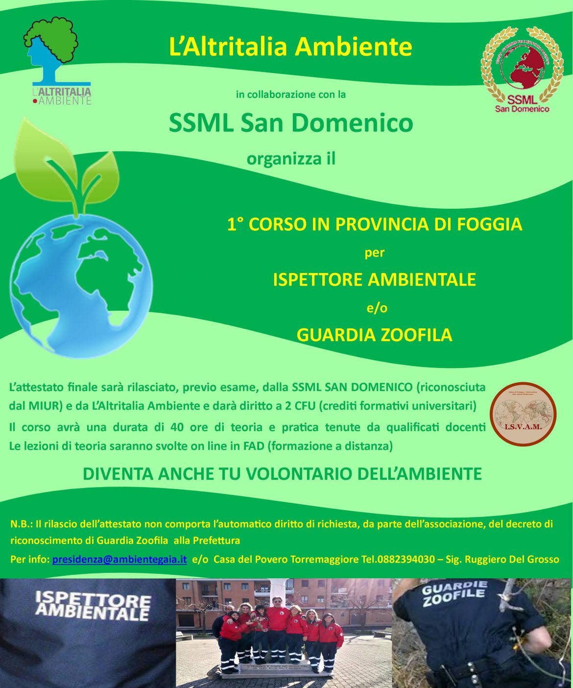 Locandina Foggia 03 04 19 Al via i corsi per Ispettori Ambientali e Guardie Zoofile