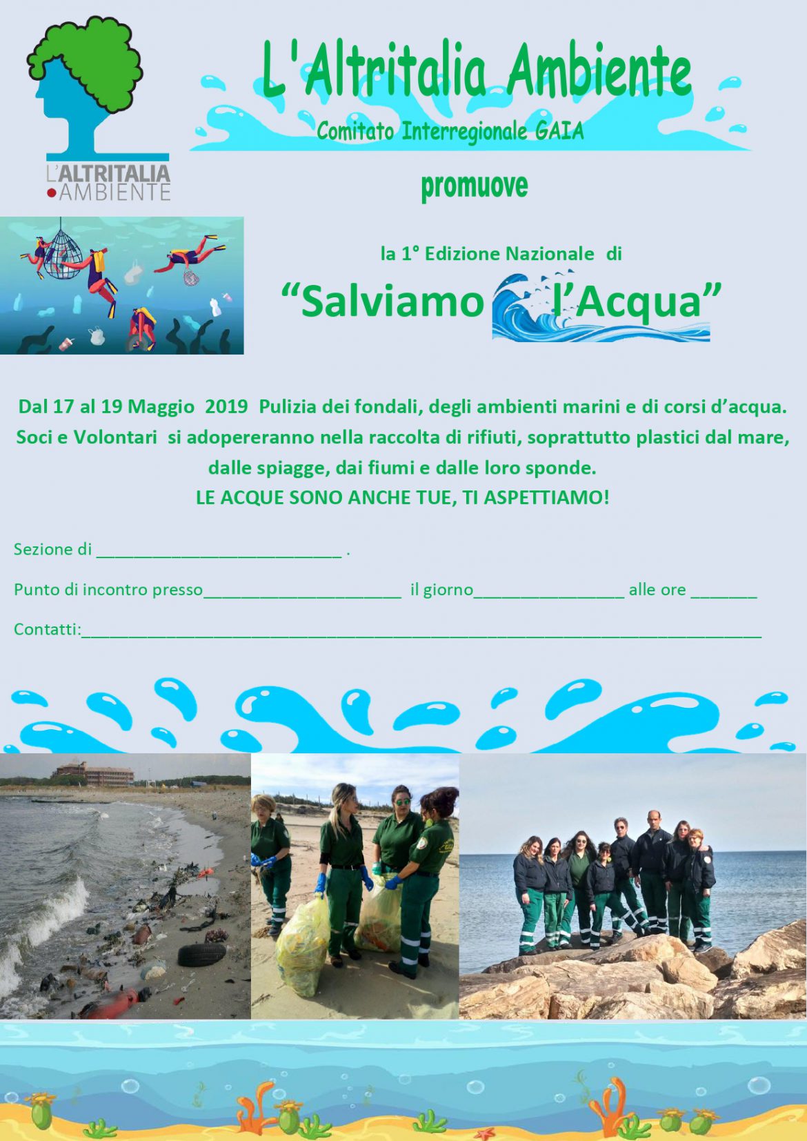 Salviamo l’Acqua, parte la campagna nazionale de L’Altritalia Ambiente a tutela di ambienti marini e fluviali