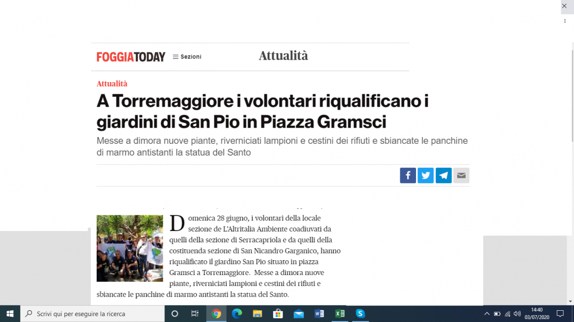 foggia today 02 07 20 Foggia Today riprende l’operato dei volontari de L’Altritalia Ambiente