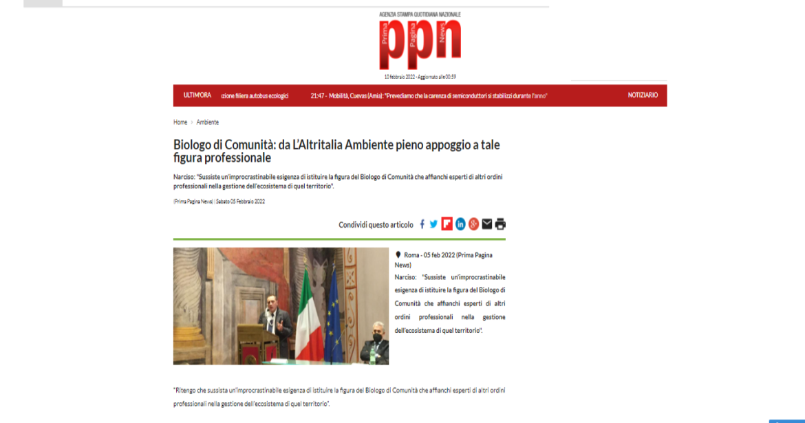 Biologo di Comunità  – Rassegna Stampa