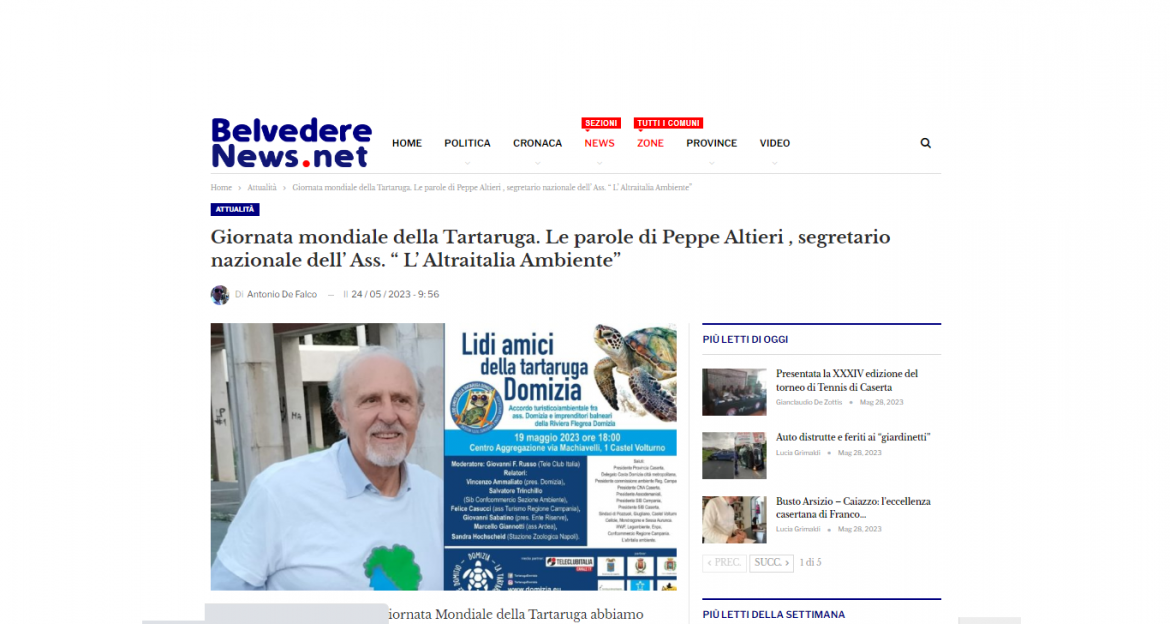 intervista altieri belvedere news 24 05 23 Giornata mondiale della Tartaruga: Intervista al segretario nazionale Giuseppe Altieri