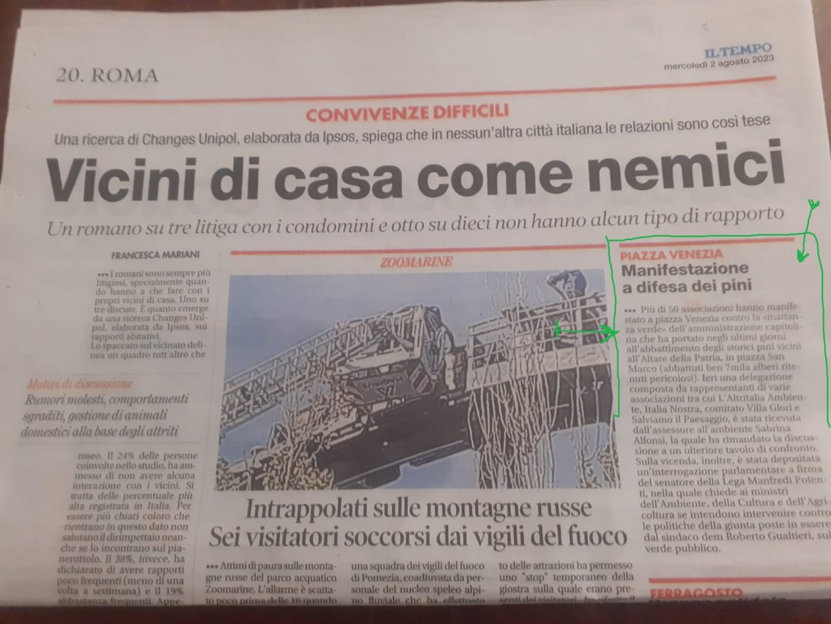 il tempo 02 08 23 PIAZZA VENEZIA bis Dicono de L’Altritalia a proposito di Piazza Venezia