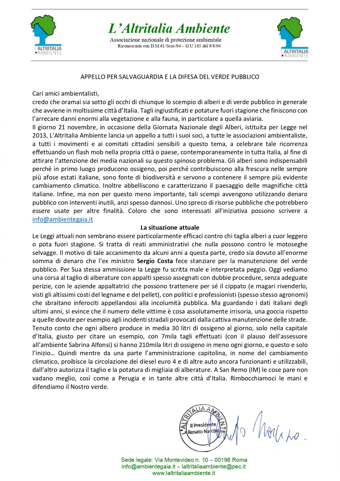 20231028_APPELLO PER LA DIFESA DEL VERDE PUBBLICO (1)_page-0001 21 Novembre: Appello a tutte le associazioni e agli ambientalisti d’Italia per la difesa del Verde Pubblico