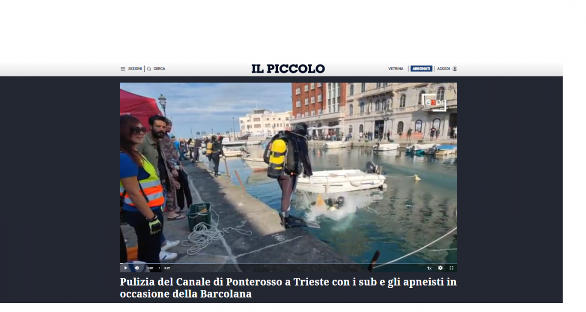 Trieste. Venti sub di 6 associazioni coordinate da L’Altritalia ripuliscono i fondali del Canal Grande