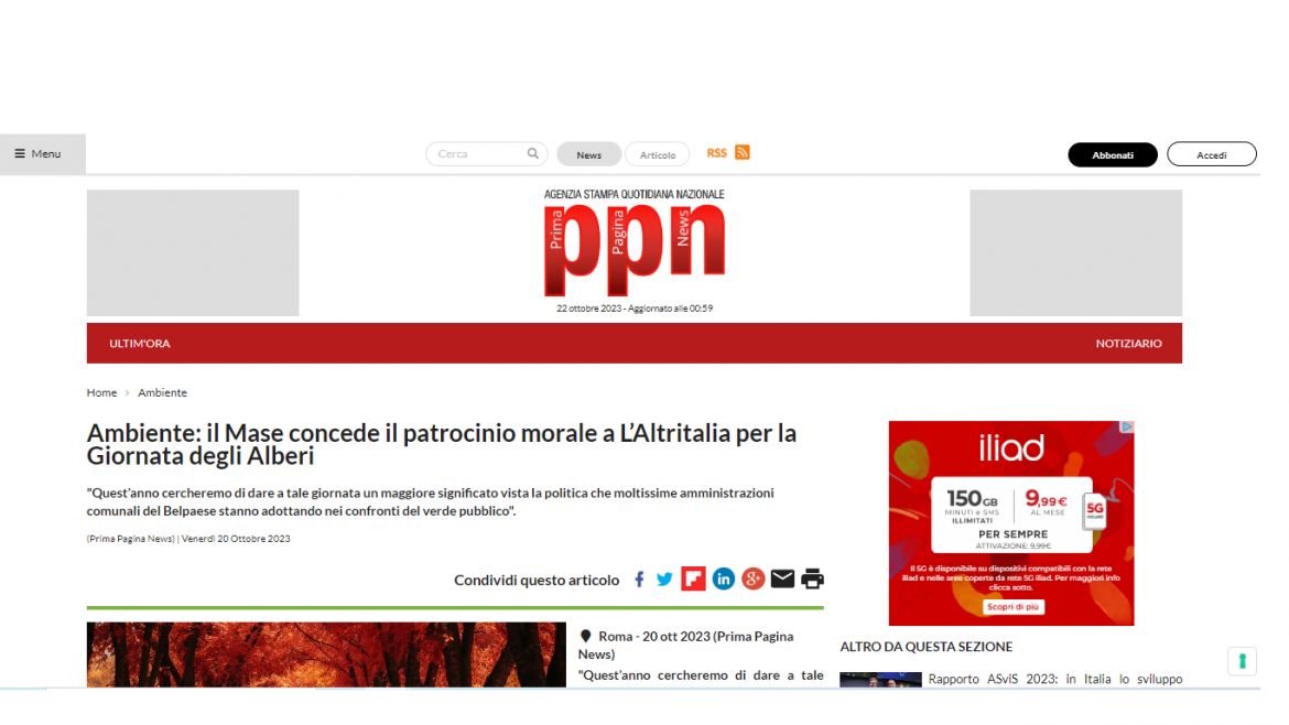 PPN MASE 20 10 23 Rassegna concessione patrocinio MASE per la giornata Nazionale degli Alberi