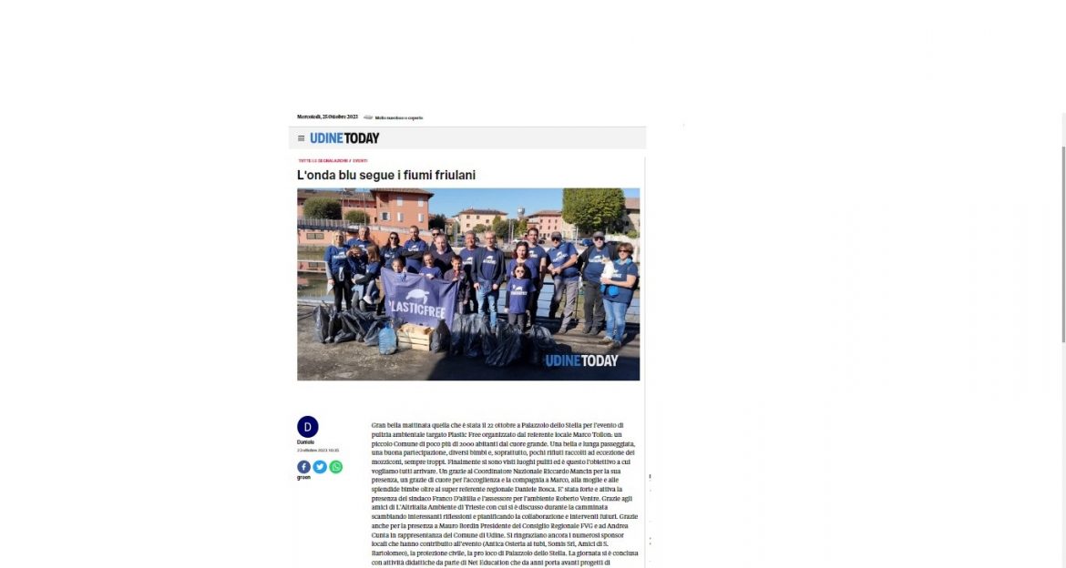 udine today 23 10 23 Con Plastic Free sul fiume Stella a caccia di rifiuti