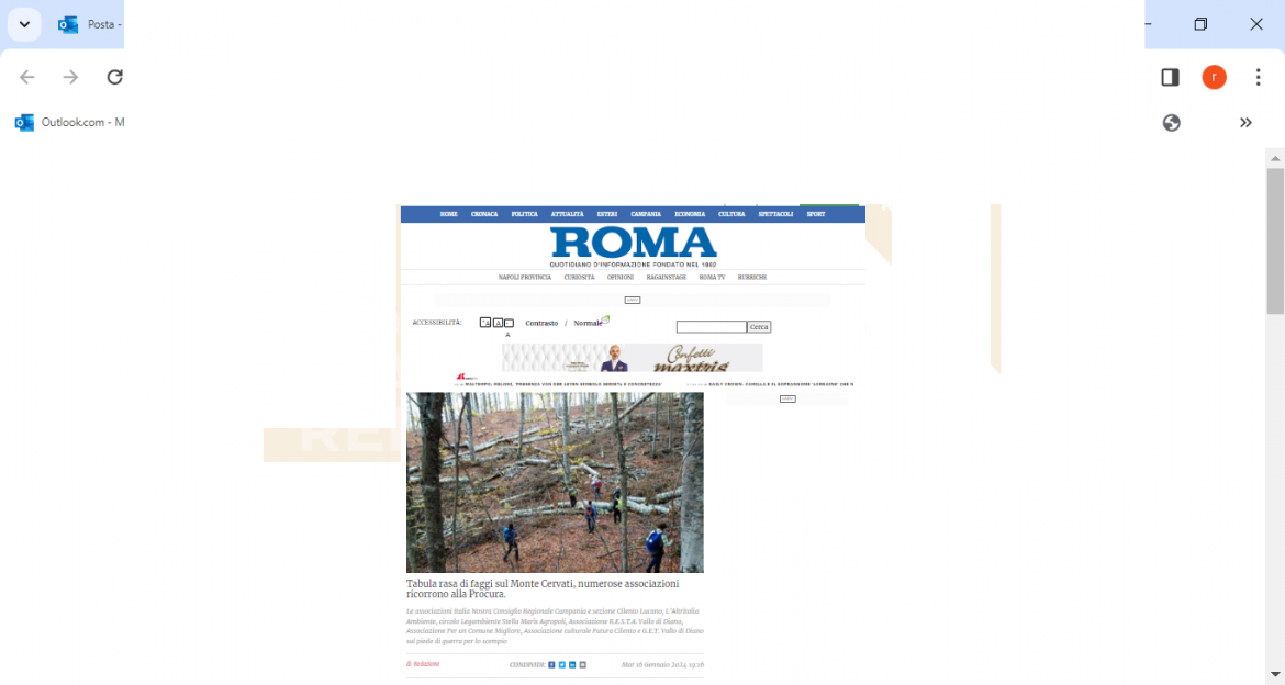 il roma piaggine (SA) 16 01 24 Esposto per il Monte Cervati (SA), la rassegna stampa