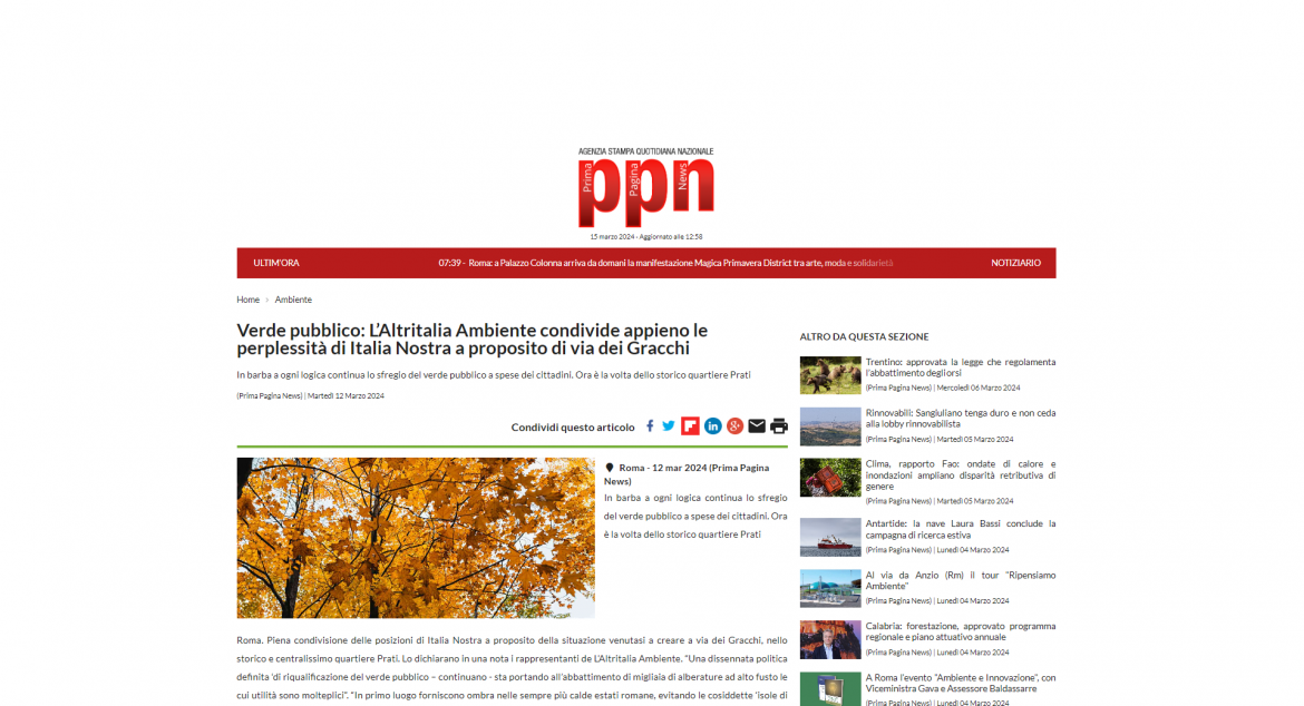 ppnitalia nostra 12 03 24 Via dei Gracchi e sostegno alle Soprintendenze. La Rassegna Stampa