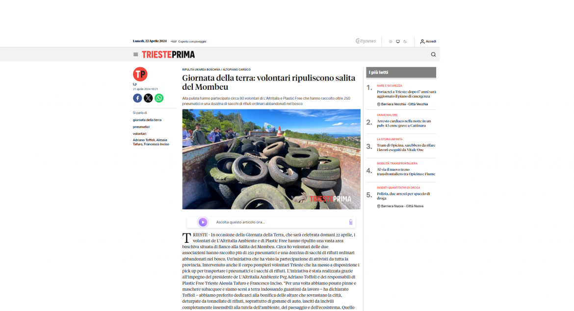 TRIESTE PRIMA 22 04 24 Giornata della Terra: Le iniziative della sezione di Trieste