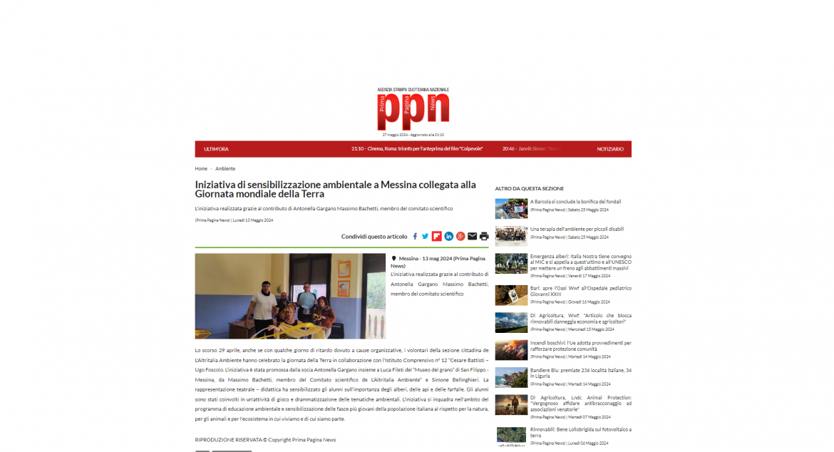 PPN GIORNATA DELLA TERRA MESSINA 13 05 24 Giornata della Terra, le iniziative di Messina