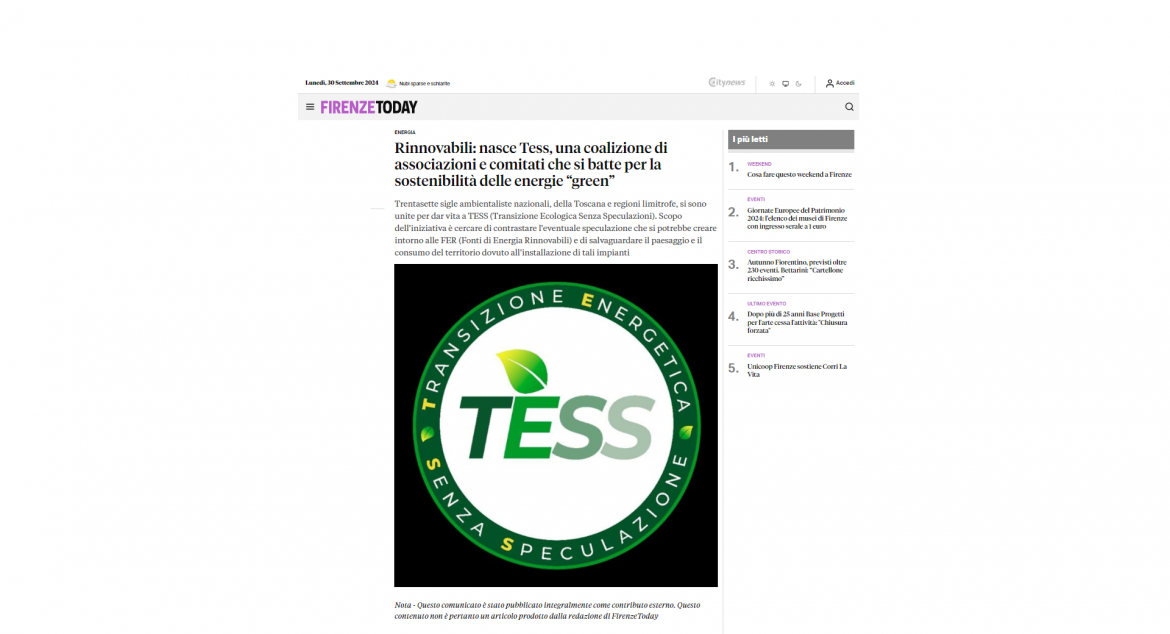 L’Altritalia Ambiente aderisce alla coalizione TESS