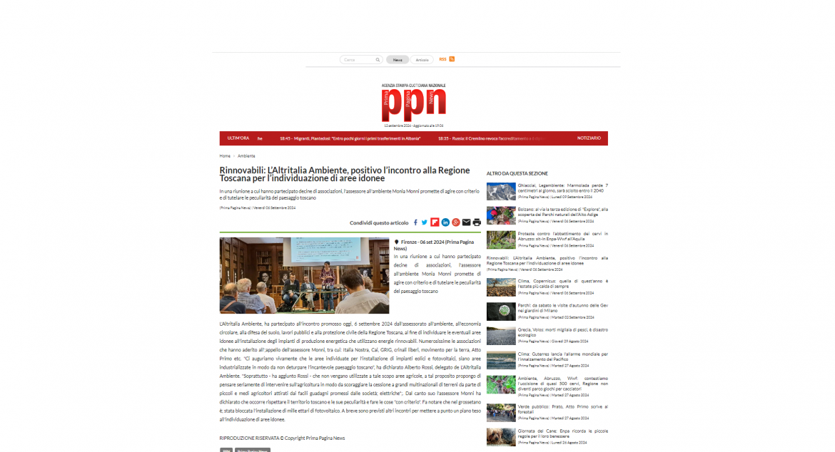 A Firenze per confrontarsi sui parchi eolici e a Messina per discutere di cultura