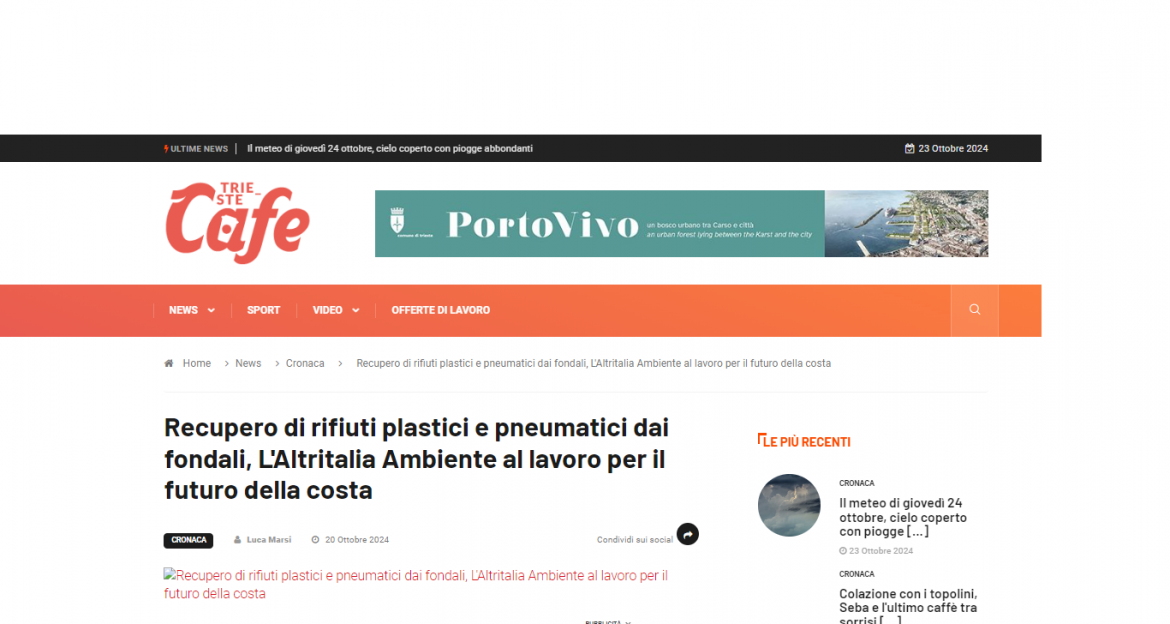 Iniziata la stagione 24/25 per la pulizia dei fondali a Trieste