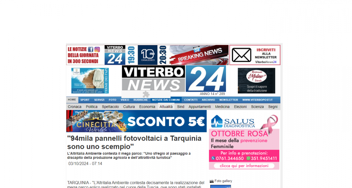 Rinnovabili: L’Altritalia dice no ai 94mila pannelli nei campi della Tuscia