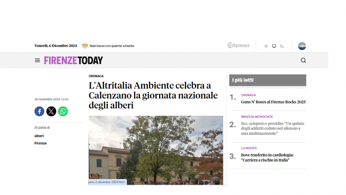 Giornata nazionale degli Alberi: La rassegna stampa
