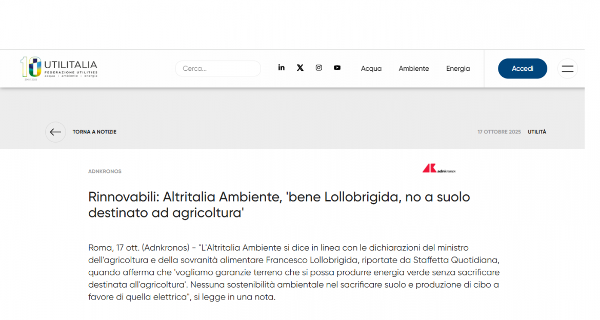 L’approvazione de L’Altritalia alle dichiarazioni di Lollobrigida