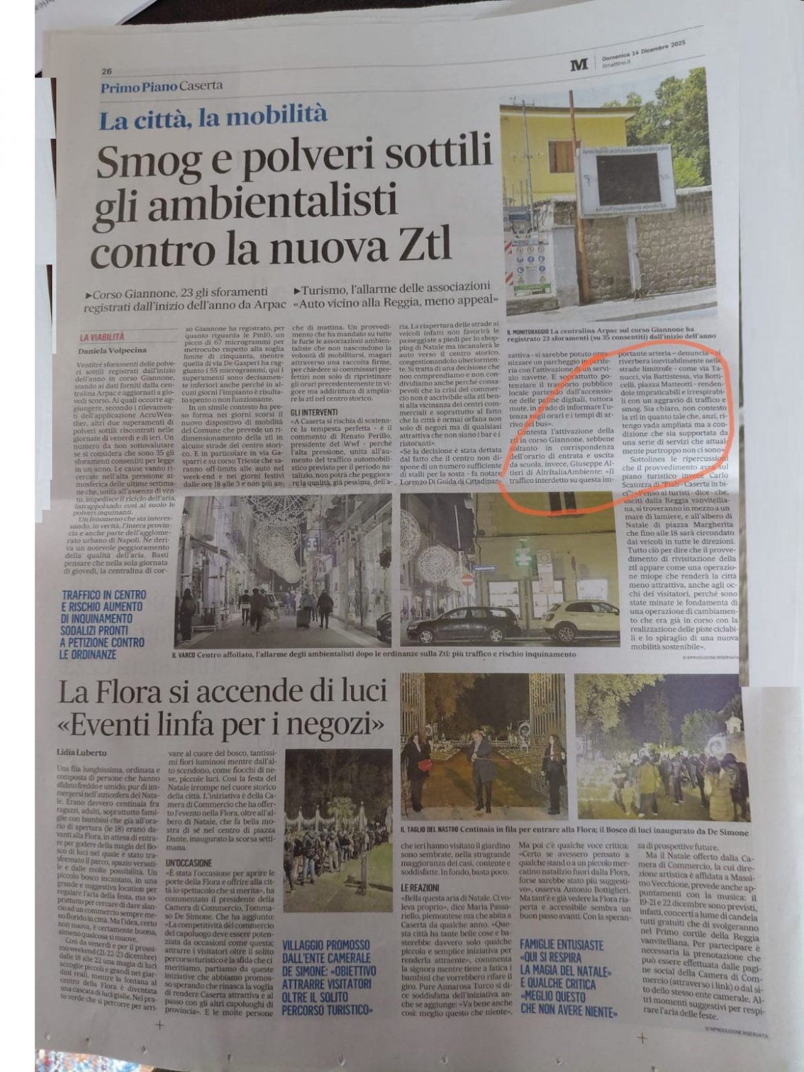 Caserta, L’Altritalia ambiente prende posizione contro la ZTL